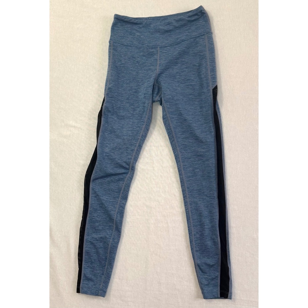 Athletic Leggings Blue Space Dye Mesh Side Panel High Waist Yoga Pants Small